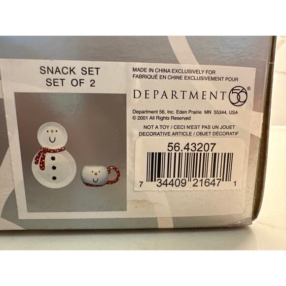 NIB Department 56 2 piece Set Snowman Snack Set Plate and Mug Red Scarf - Picture 7 of 7